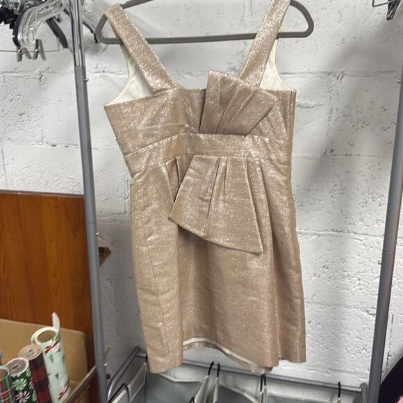 5 48 Womens Metallic Gold Dress - Mini Dress - Worn Once - Size 6 - Picture 4 of 4